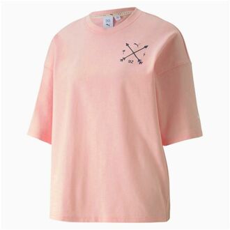 PUMA x Selena Gomez Korte Mouw Crew Hals Roze Vrouwen Oversized T-shirt 597015 02 - maat
