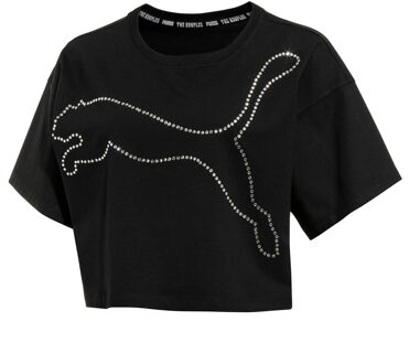 PUMA x The Kooples Womens Tee Graphic Logo Cropped T-shirt 578390 01 - maat XS Zwart