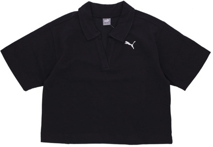 PUMA Zwarte Streetwear Polo Tee Puma , Black , Dames - XS