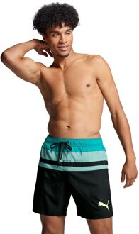 PUMA Zwembroek Heren Heritage Stripe Mid Shorts Black Teal Combo-XL Blauw,Zwart - XL
