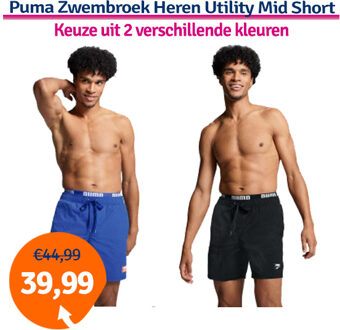 PUMA Zwembroek Heren Utility Mid Shorts Zwart-XXL - XXL