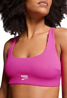 PUMA Zwemtop Ribbed Scoop Neck Top Neon Pink-XL - XL