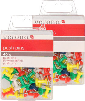 Punaises - 80x stuks - multi-kleur - voor prikbord/memobord