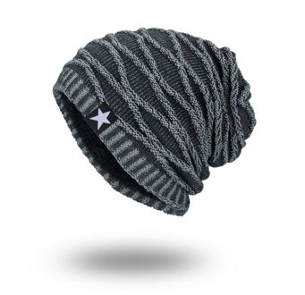 Punansky Skullies Winter Warm Hoeden Mutsen Gebreide Cotto Hip Hop Stocking Hoed Plus Fluwelen Rasta Cap Star Bonnet Hoeden Voor mannen Grijs