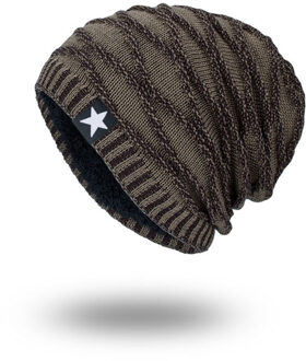 Punansky Skullies Winter Warm Hoeden Mutsen Gebreide Cotto Hip Hop Stocking Hoed Plus Fluwelen Rasta Cap Star Bonnet Hoeden Voor mannen khaki