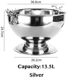 Punch Bowl Met Moose Hoofd Emmer Champagne 304 Roestvrij Staal Ijsemmer Moose hoofd zilver