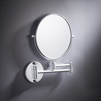 Punch-Gratis Badkamer Muur Gemonteerde Make-Up Spiegel Intrekbare Schoonheid Spiegel Dubbelzijdige Make-Up Front Spiegel Goud Ronde spiegel Muur zilver