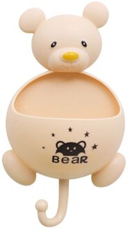 Punch-Gratis Creatieve Schattige Beer Patroon Wall-Opknoping Zeep Rack Met Haak Geoptimaliseerd Zuignap Zeepkist Badkamer accessoires Beige