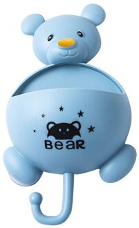 Punch-Gratis Creatieve Schattige Beer Patroon Wall-Opknoping Zeep Rack Met Haak Geoptimaliseerd Zuignap Zeepkist Badkamer accessoires blauw