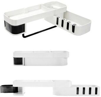 Punch Gratis Hoek Badkamer Plank Planken Voor De Badkamer Opbergrek Badkamer Plank Geen Perforeren Holder Wall Mounted Douche wit en zwart