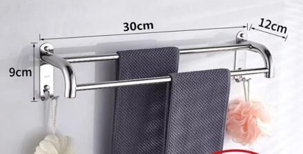 Punch-Gratis Naadloze Handdoekenrek 304 Roestvrij Staal Handdoek Rek Staaf Badkamer Haak Badkamer Plank Badkamer Handdoek Bar g8108 B1