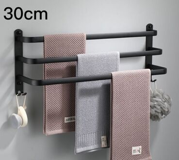 Punch-Gratis Naadloze Zwart Handdoekenrek Badkamer Drie-Layer Handdoek Bar Badkamer Single-Layer Handdoek Bar handdoek Opknoping G8095 A3
