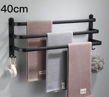 Punch-Gratis Naadloze Zwart Handdoekenrek Badkamer Drie-Layer Handdoek Bar Badkamer Single-Layer Handdoek Bar handdoek Opknoping G8095 B3