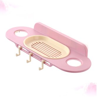 Punch-Gratis Opslag Stand Praktische Zeep Shampoo Cosmetische Plank Houder Organizer Storage Rack Voor Thuis Badkamer (Groen) roze