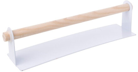 Punch Gratis zelfklevende Roll Papieren Handdoek Houder Houten Opbergrek Opknoping Plank Voor Keuken Badkamer wit