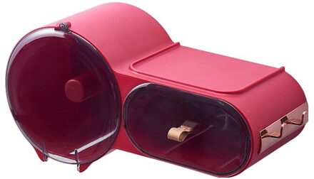 Punchfree Zelfklevende Waterdichte Muurbevestigd Wc Tissue Box Cover Multifunctionele Badkamer Organizer Papier Houder Rood