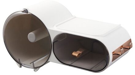 Punchfree Zelfklevende Waterdichte Muurbevestigd Wc Tissue Box Cover Multifunctionele Badkamer Organizer Papier Houder wit