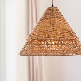Pune hanglamp met rotan kap licht hout