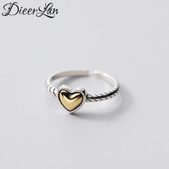 Punk 925 Sterling Zilver Liefde Hart Ringen Voor Vrouwen Maat Verstelbaar Vinger Ring Mode Sterling Zilveren Sieraden