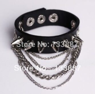 Punk Klinknagel Ketting Armband Spike Lederen Rock Stijl Metalen Armband Polsbandjes Unisex Lederen Armband