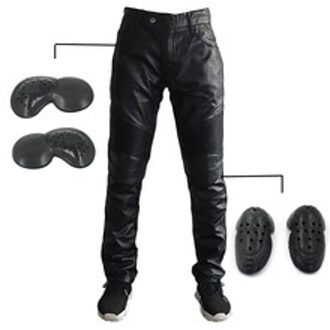 Punk Rock Mannen Pu Leather Slim Fit Motorfiets Broek Zwarte Broek Zachte Knie Heup Guards Bescherming Pads Motorbike XXL