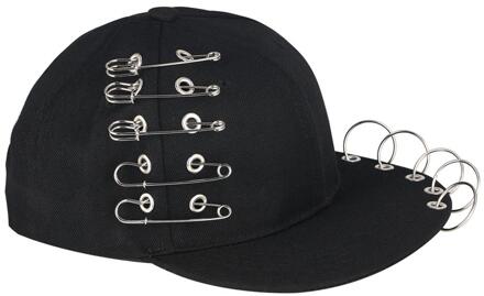 Punk Rock Stijl Hip Hop Hoeden Unisex Pin Metalen Ring Baseball Cap Zwart Snapback Caps Tij HipHop Cap Mannen Vrouwen Mode