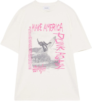 Punk Surf Beige Katoen T-Shirt Amish , Beige , Heren - Xl,L,M,S