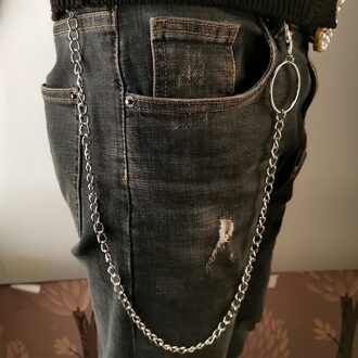 Punk Trendy Taille Broek Ketting Riem Hip Hop Rock Metal Riem Sleutelhangers Jeans Lange Metalen Kleding Accessoires Sieraden mode single laag wit