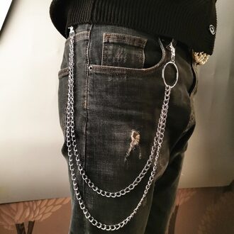 Punk Trendy Taille Broek Ketting Riem Hip Hop Rock Metal Riem Sleutelhangers Jeans Lange Metalen Kleding Accessoires Sieraden mode two laag wit
