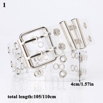 Punk Vrouwen Transparante Riemen Met Ketting Kleurrijke Clear Enkele Dubbele Rij Gat Taille Bandjes Jeans Vrouwelijke Meisje Tailleband Clear2 110cm