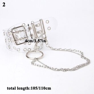 Punk Vrouwen Transparante Riemen Met Ketting Kleurrijke Clear Enkele Dubbele Rij Gat Taille Bandjes Jeans Vrouwelijke Meisje Tailleband Clear3 105cm
