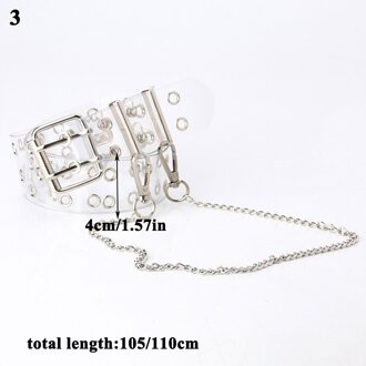 Punk Vrouwen Transparante Riemen Met Ketting Kleurrijke Clear Enkele Dubbele Rij Gat Taille Bandjes Jeans Vrouwelijke Meisje Tailleband Clear6 110cm