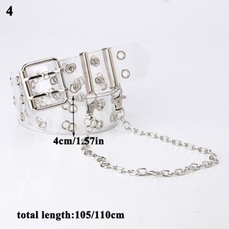 Punk Vrouwen Transparante Riemen Met Ketting Kleurrijke Clear Enkele Dubbele Rij Gat Taille Bandjes Jeans Vrouwelijke Meisje Tailleband Clear8 110cm