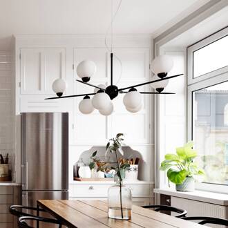 Punto hanglamp, 10-lamps zwart, wit