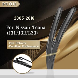 Puou Hybride Wisserbladen Voor Nissan Teana Fit Haak Armen Auto Model Jaar 2003 2013 - 2018 ( L33 )
