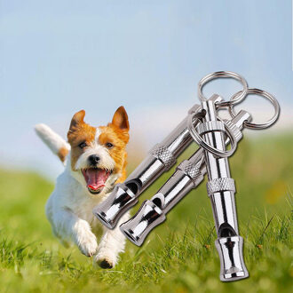 Puppy Hond Fluitje Twee-Tone Ultrasone Fluit Stop Barking Ultrasone Geluid Repeller Kat Training Sleutelhanger