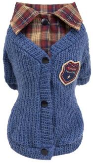 Puppy Kitten Mooie Revers Trui Huisdieren Herfst Winter Mooie Persoonlijkheid Gebreide Wol Badge Warm Houden Mode Kostuum Blauw / L