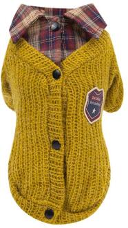 Puppy Kitten Mooie Revers Trui Huisdieren Herfst Winter Mooie Persoonlijkheid Gebreide Wol Badge Warm Houden Mode Kostuum Geel / S
