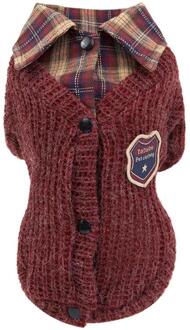 Puppy Kitten Mooie Revers Trui Huisdieren Herfst Winter Mooie Persoonlijkheid Gebreide Wol Badge Warm Houden Mode Kostuum wijn rood / M