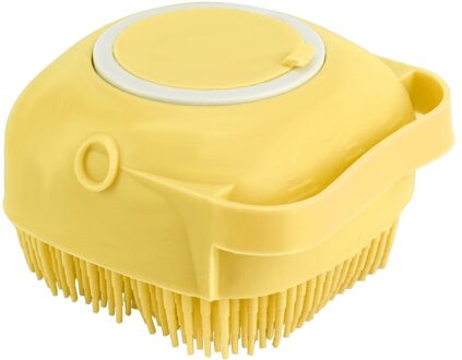 Puppy Massager Met Shampoo Dispenser Hond Bad Borstel Kat Grooming Dierbenodigdheden Siliconen geel