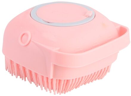 Puppy Massager Met Shampoo Dispenser Hond Bad Borstel Kat Grooming Dierbenodigdheden Siliconen roze