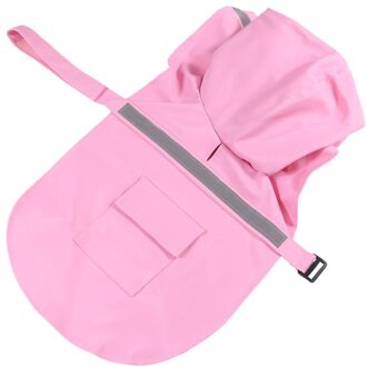 Puppy Pet Regenjas Hooded Waterdichte Jassen Pu Regenjas Voor Honden Katten Outdoor Ademende Puppy Kleding Kleding Maat S-XL Roze / L