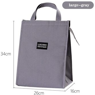 Purdored 1 Pc Vrouwen Grote Lunch Tas Thermische Geïsoleerde Lunch Box Tote Koeltas Bento Pouch Lunch Container Voedsel opbergtas groot-grijs