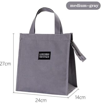 Purdored 1 Pc Vrouwen Grote Lunch Tas Thermische Geïsoleerde Lunch Box Tote Koeltas Bento Pouch Lunch Container Voedsel opbergtas medium-grijs