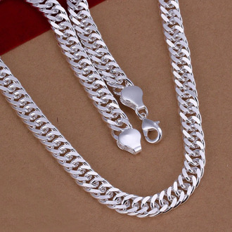 Pure 925 Silver Necklaces for Men 10mm Chain Necklace Collier 20inch Choker Fashion Male Jewelry Accessories Gifts Bijoux