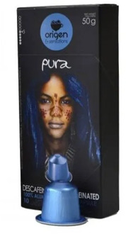 Pure decaffeinated, 10 Nespresso compatible origin brand aluminium capsules