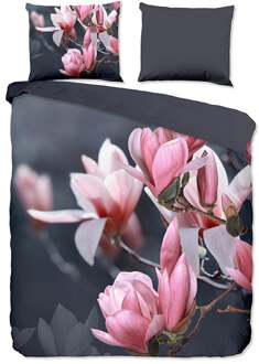 Pure Dekbedovertrek Macy - Lits-Jumeaux (240x220 Cm) - Antraciet & Meerkleurig Microvezel - Bloemen - Pure - Dekbed-Discounter.nl Antraciet,Meerkleurig - 240 x 200/220 cm