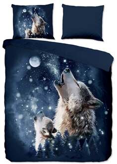 Pure Dekbedovertrek Moon - Eenpersoons (140x200 Cm) - Blauw Microvezel - Dieren - Pure - Dekbed-Discounter.nl - 140 x 200/220 cm