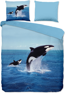 Pure Dekbedovertrek Orca - Eenpersoons (140x200 Cm) - Blauw Microvezel - Dieren - Pure - Dekbed-Discounter.nl