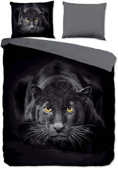 Pure Dekbedovertrek Panter - Lits-Jumeaux (240x220 Cm) - Zwart & Grijs Microvezel - Dieren - Pure - Dekbed-Discounter.nl Zwart,Grijs - 240 x 200/220 cm
